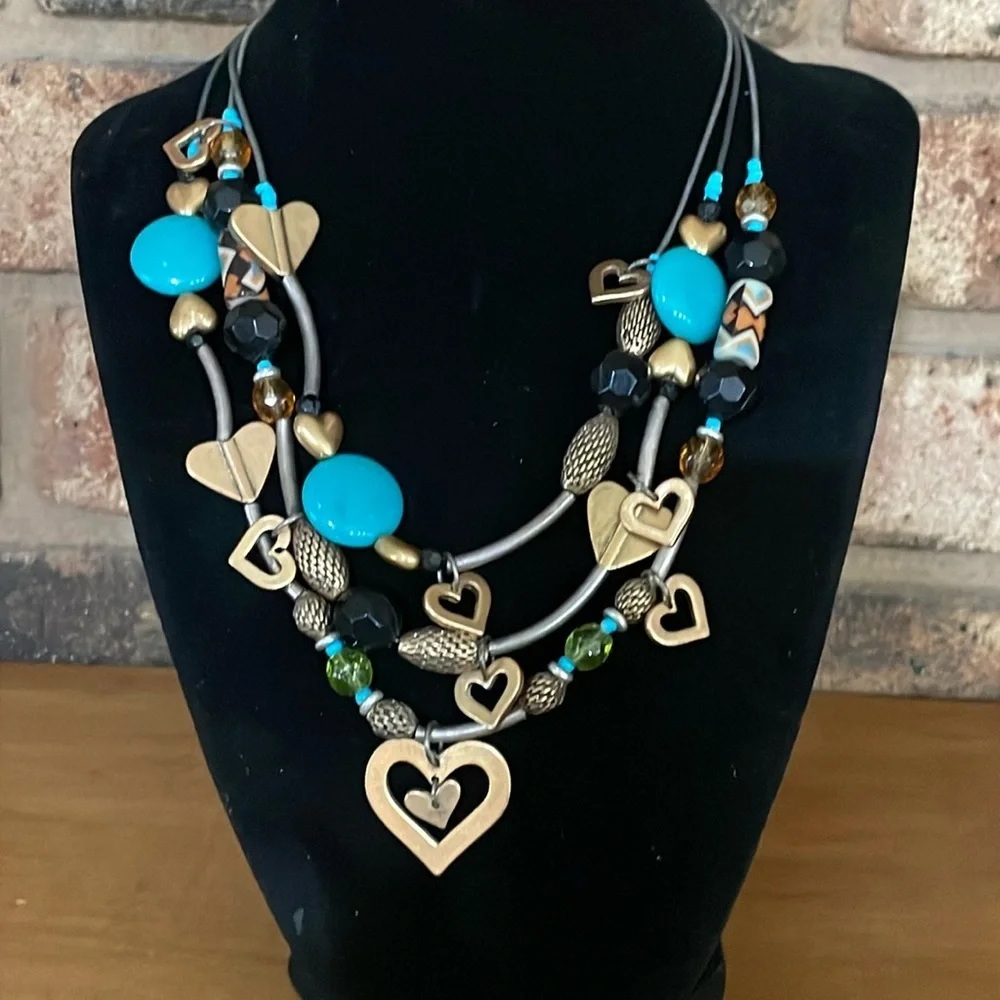 Bijoux Terner Vintage 3 layer heart necklace